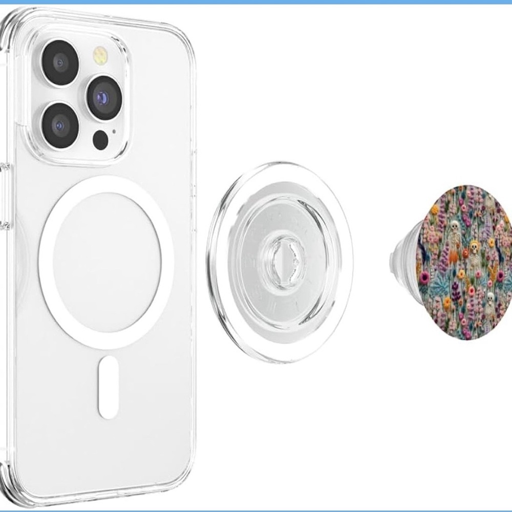 Boho Skeleton/wildflower MagSafe Popsocket (interchangeable) NWT - Picture 2 of 6
